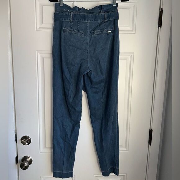 NWT WHBM Tencel Denim Paper Bag Waist high rise straight ankle size 2 L long - Picture 5 of 7